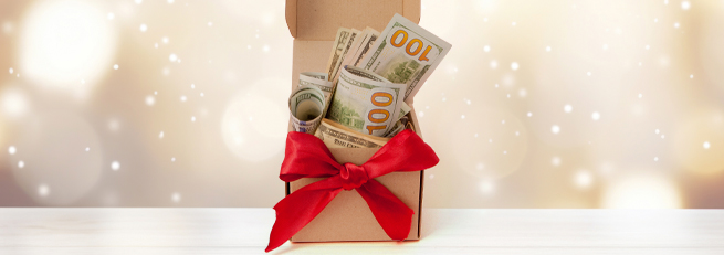 money wrapped in a wallet