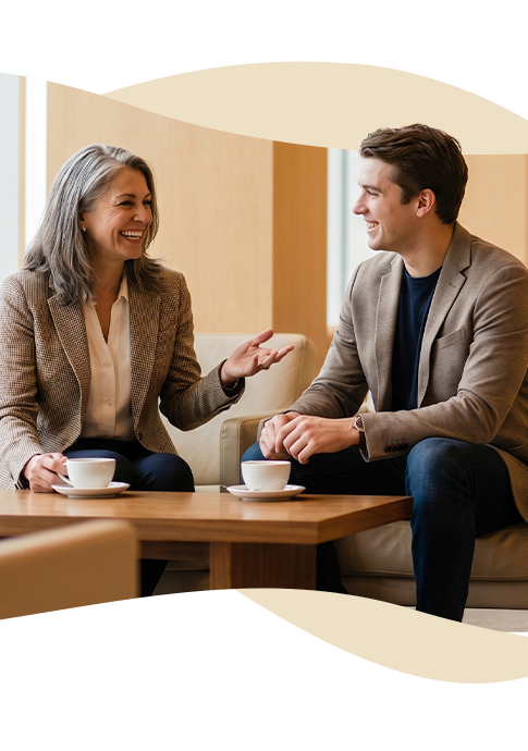 Man and woman talking