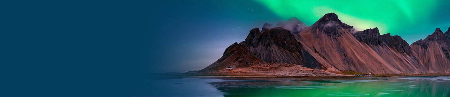 Mountains with aurora